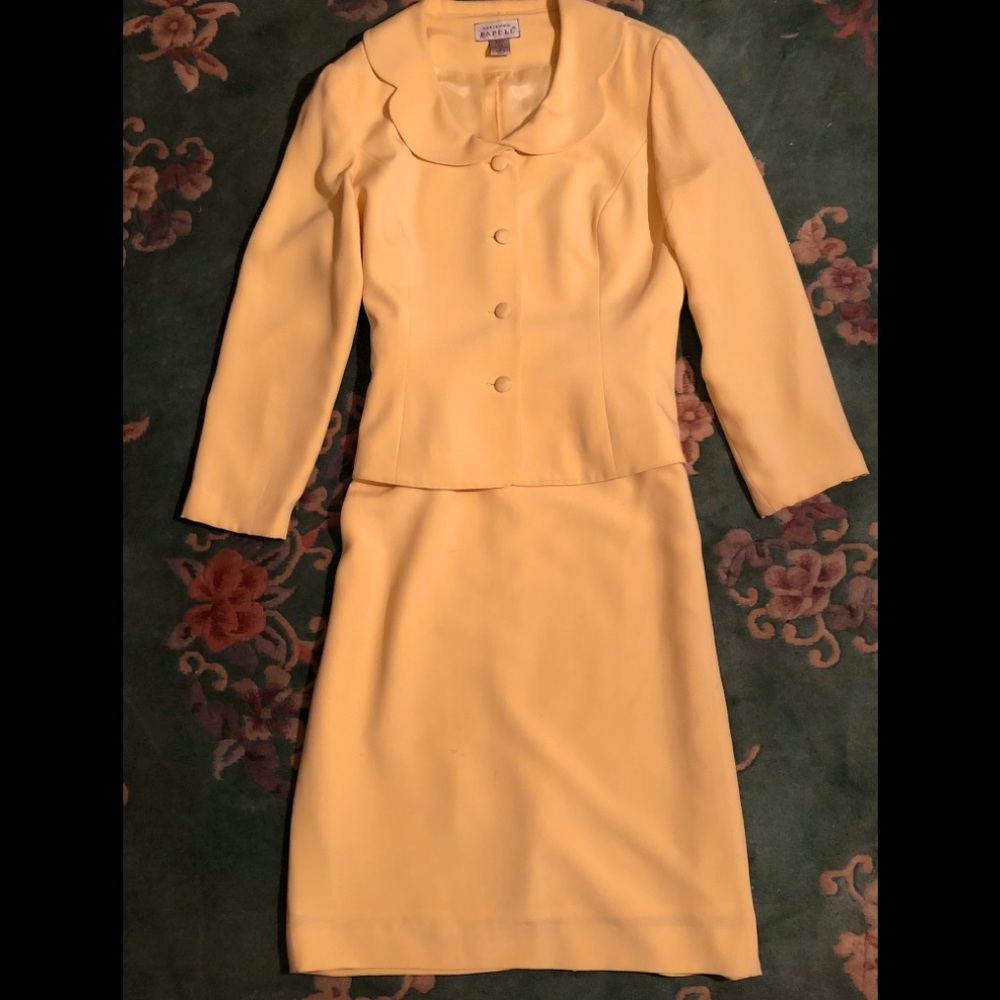 Two-piece Pure Silk Yellow Suit